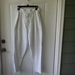 Free People size XS white paper bag waist jeans chino style, side & back pockets